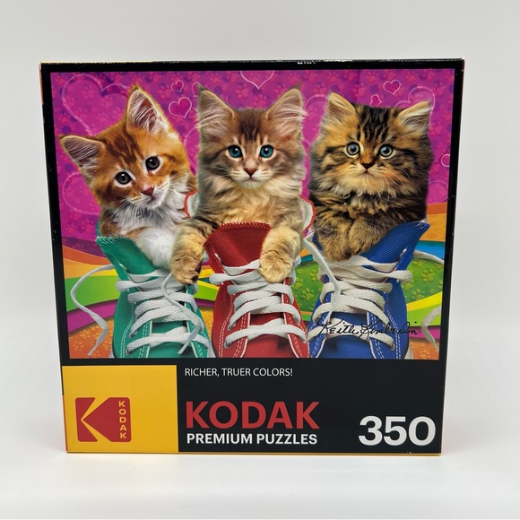 Kodak Other - Kodak Made In The Usa Kitty Shoes Kitten Puzzle Jigsaw 350 Piece Sneaky Kats